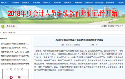 重磅！赤峰竟有1179人因未打印2018年初級會計(jì)準(zhǔn)考證不能參加考試