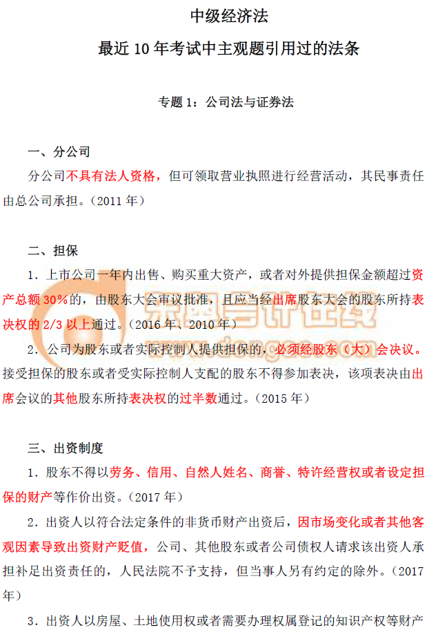 中級經濟法專題一