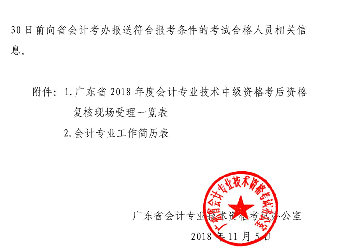  廣東2018年中級會計考后資格審核