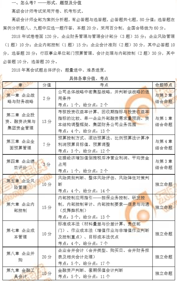 分析2018年高級(jí)會(huì)計(jì)師分值考點(diǎn)，展望2019年高級(jí)會(huì)計(jì)師