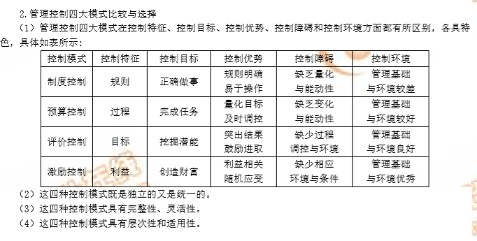 2019年高級會計師管理控制模式考點(diǎn)