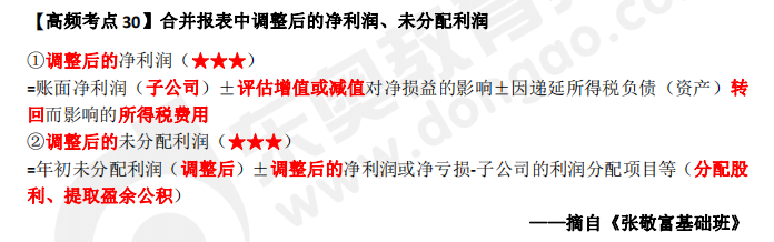 《中級(jí)會(huì)計(jì)實(shí)務(wù)》高頻考點(diǎn)：合并報(bào)表中調(diào)整后的凈利潤(rùn)、未分配利潤(rùn)