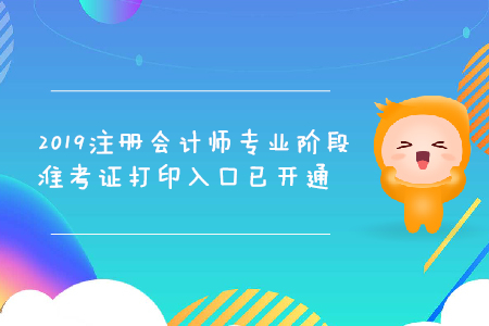 2019年江蘇注冊會計師專業(yè)階段準考證打印入口已開通