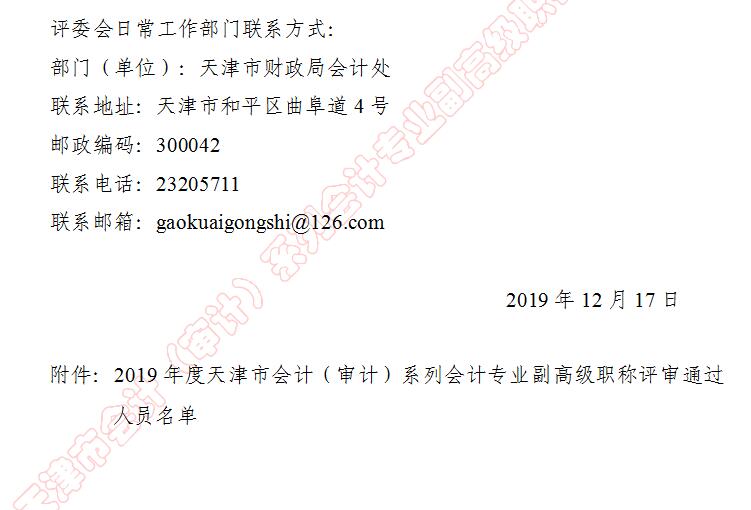 天津市副高級(jí)職稱評(píng)審?fù)ㄟ^人員名單