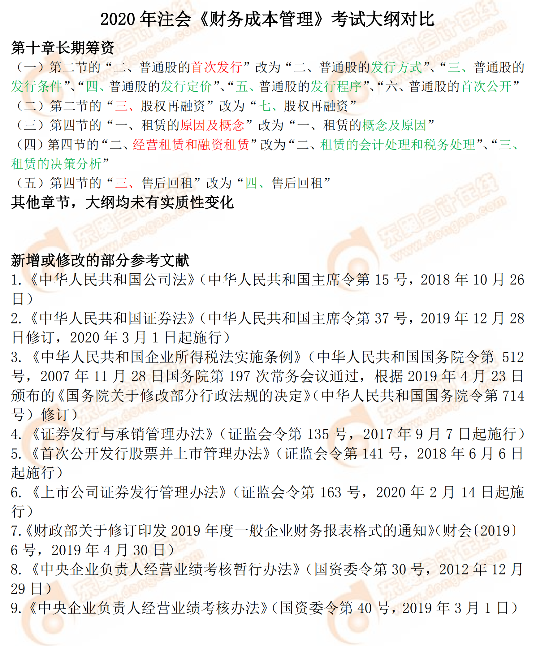 2020年注會專業(yè)階段《財務成本管理》考試大綱對比