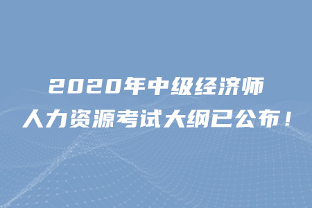 2020年中級經(jīng)濟師人力資源考試大綱已公布！
