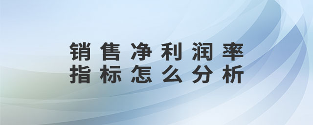 銷(xiāo)售凈利潤(rùn)率指標(biāo)怎么分析