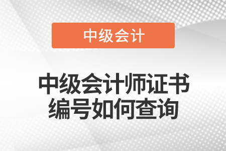 中級會計師證書編號如何查詢