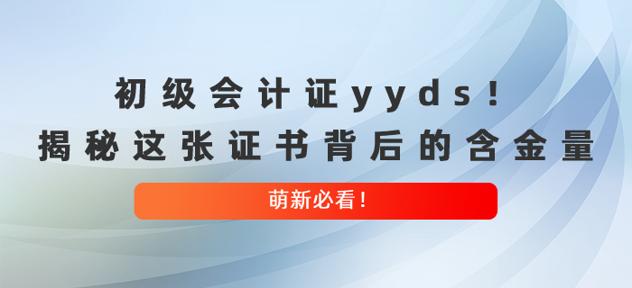 初級會計證yyds！揭秘這張證書背后的含金量，萌新必看！