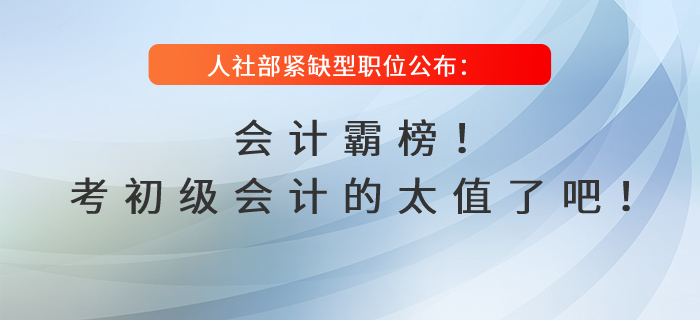 人社部緊缺型職位公布：會計霸榜！考初級會計的太值了吧！