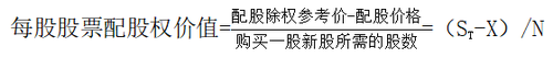 每股股票配股權(quán)價(jià)值