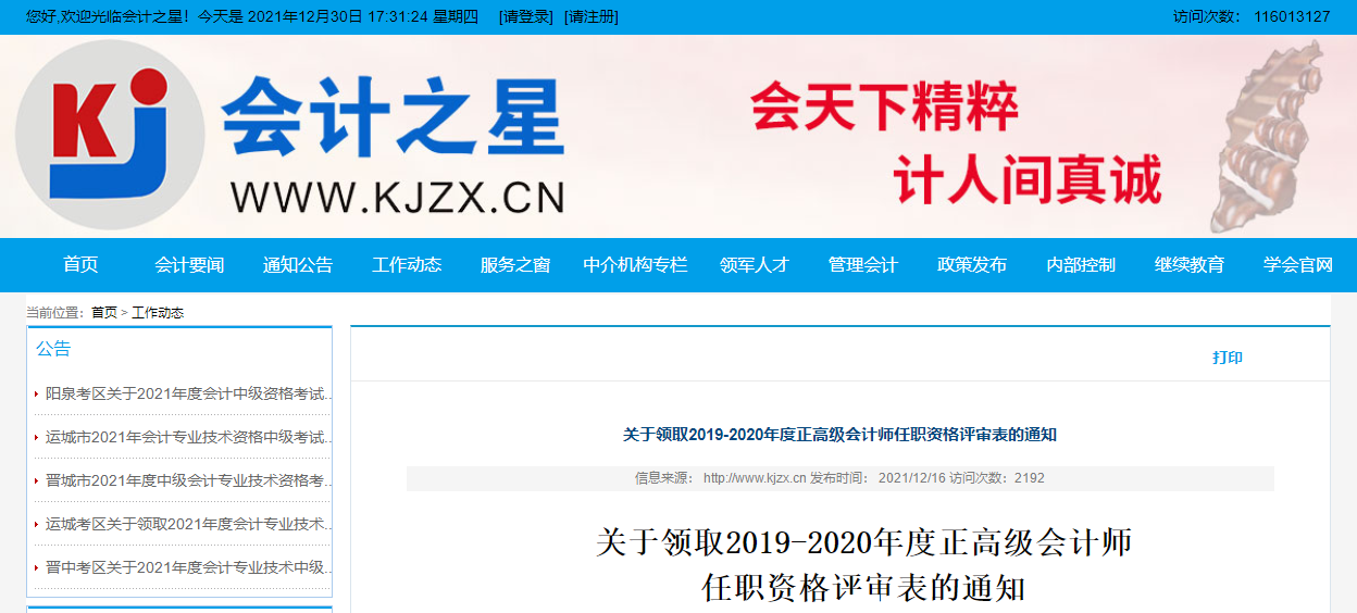 山西省領(lǐng)取2019-2020年正高級會計(jì)師任職資格評審表