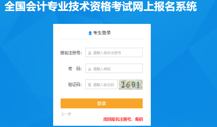 輸入報(bào)名注冊(cè)號(hào)、密碼及驗(yàn)證碼