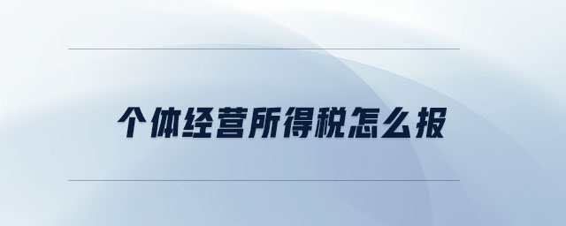 個(gè)體經(jīng)營(yíng)所得稅怎么報(bào)