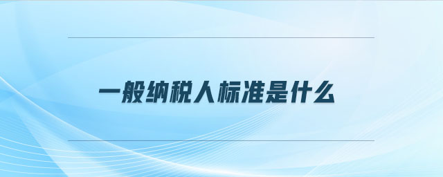 一般納稅人標準是什么