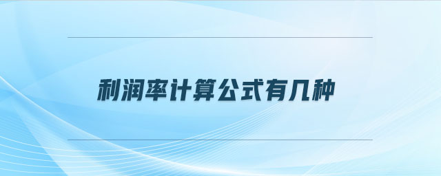 利潤率計(jì)算公式有幾種
