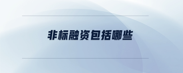 非標融資包括哪些
