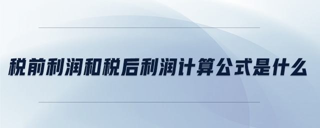 稅前利潤和稅后利潤計(jì)算公式是什么