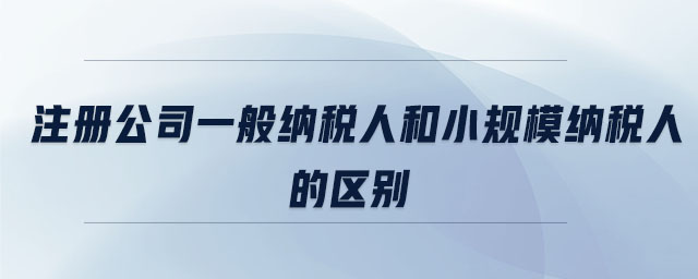 注冊公司一般納稅人和小規(guī)模納稅人的區(qū)別