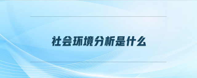 社會環(huán)境分析是什么