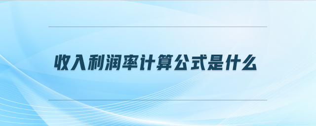 收入利潤率計(jì)算公式是什么