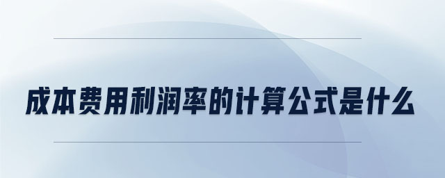 成本費(fèi)用利潤率的計算公式是什么