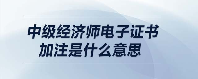 中級(jí)經(jīng)濟(jì)師電子證書加注是什么意思
