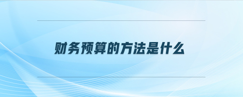 財務預算的方法是什么