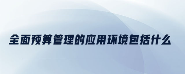 全面預算管理的應(yīng)用環(huán)境包括什么