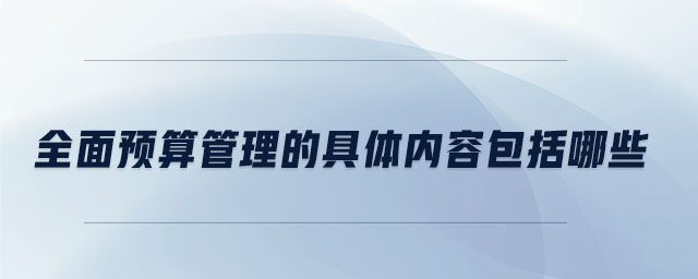 全面預算管理的具體內(nèi)容包括哪些