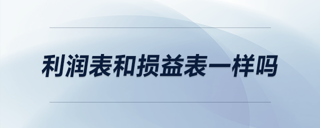 利潤表和損益表一樣嗎