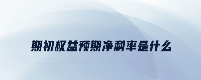 期初權(quán)益預(yù)期凈利率是什么