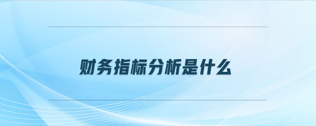 財務(wù)指標分析是什么