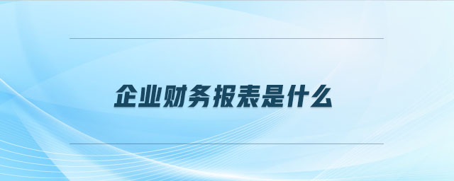 企業(yè)財務(wù)報表是什么