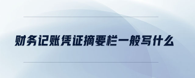 財務(wù)記賬憑證摘要欄一般寫什么