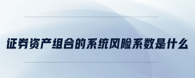 證券資產(chǎn)組合的系統(tǒng)風(fēng)險(xiǎn)系數(shù)是什么