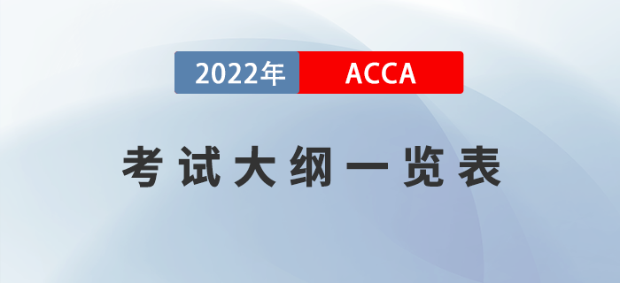 考生收藏！2022年ACCA考試大綱一覽表！