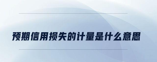 預期信用損失的計量是什么意思