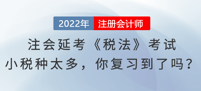 2022年注會(huì)延考《稅法》考試，“小稅種”太多，你都復(fù)習(xí)到了嗎？
