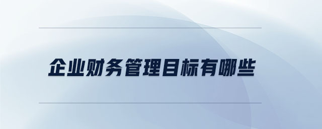 企業(yè)財務管理目標有哪些