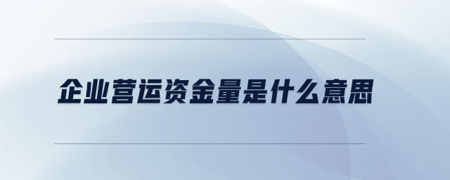 企業(yè)營運(yùn)資金量是什么意思