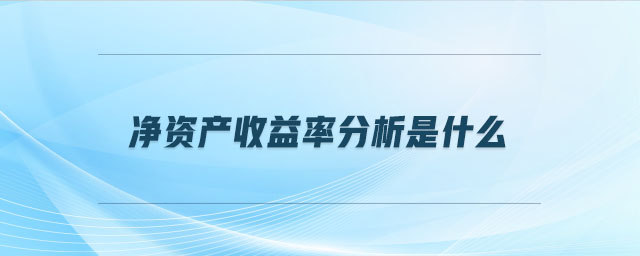 凈資產收益率分析是什么