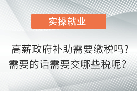 高薪政府補(bǔ)助需要繳稅嗎?需要的話需要交哪些稅呢？