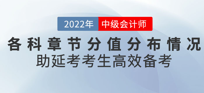 2022年9月中級(jí)會(huì)計(jì)考試各科章節(jié)分值分布情況，助延考考生高效備考！