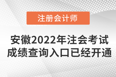 安徽省阜陽2022年注冊會計師考試成績查詢?nèi)肟谝验_通！