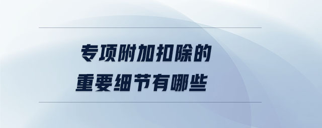 專(zhuān)項(xiàng)附加扣除的重要細(xì)節(jié)有哪些
