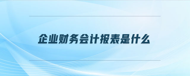 企業(yè)財務(wù)會計報表是什么