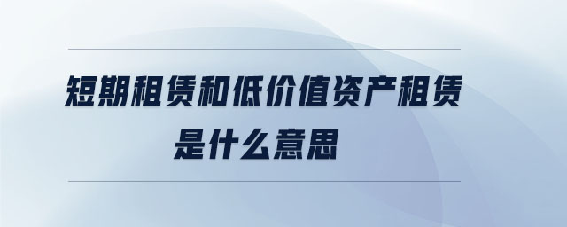 短期租賃和低價(jià)值資產(chǎn)租賃是什么意思