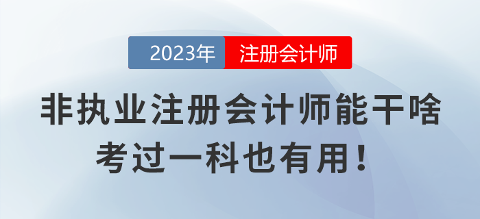 非執(zhí)業(yè)注冊會計(jì)師都能干些啥？考過一科也有用！