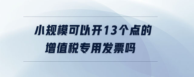 小規(guī)?？梢蚤_13個點的增值稅專用發(fā)票嗎
